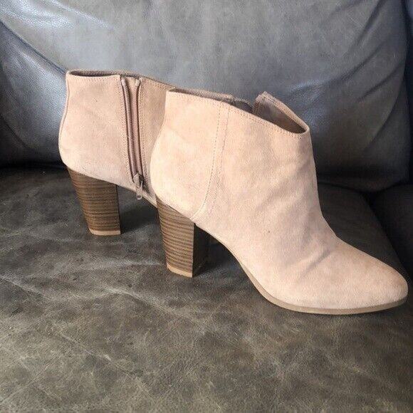 Old Navy Size 9 tan side zip Ankle Boots Booties Women’s stacked 3 inch heel - Picture 4 of 4